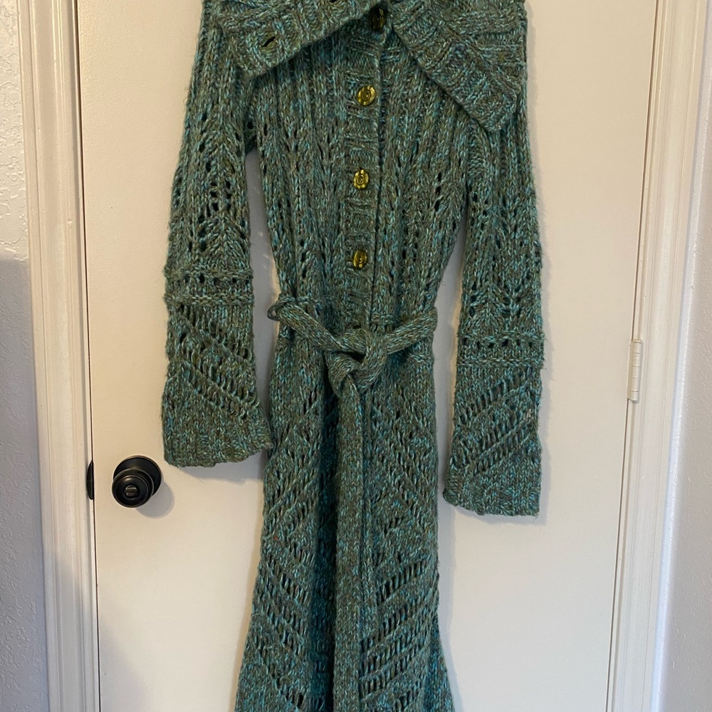 Rare Free People Budapest Daydream Cardigan Blue & Green